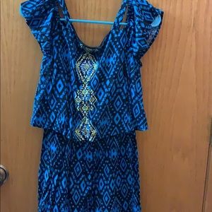 Blue patterned romper